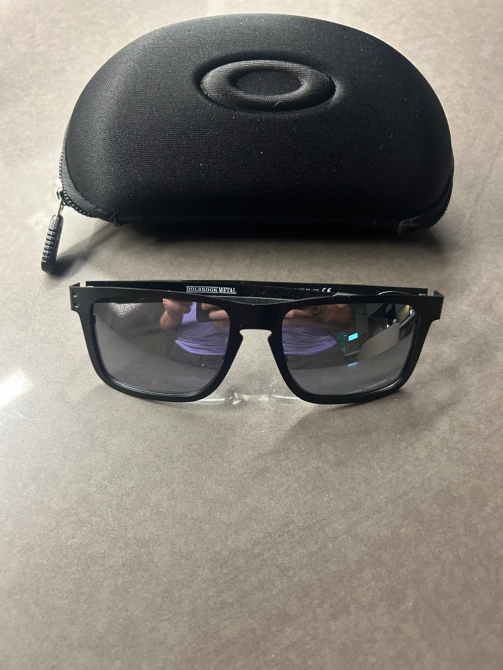 Oakley Black Rectangular Metal-Top Sunglasses